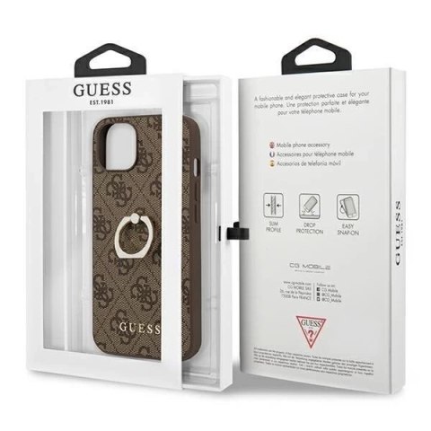 Guess GUHCP13S4GMRBR iPhone 13 mini 5,4" brązowy/brown hardcase 4G with ring stand