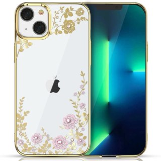 Kingxbar Moon Series luksusowe etui z Kryształami Swarovskiego na iPhone 13 różowo-złoty