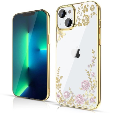 Kingxbar Moon Series luksusowe etui z Kryształami Swarovskiego na iPhone 13 różowo-złoty
