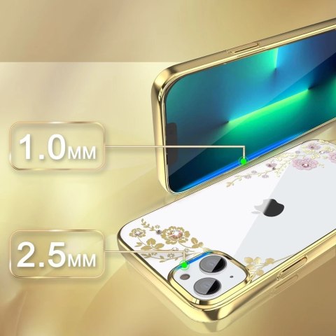 Kingxbar Moon Series luksusowe etui z Kryształami Swarovskiego na iPhone 13 różowo-złoty