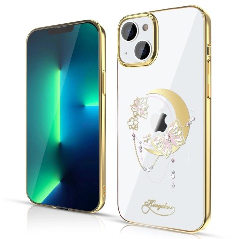 Kingxbar Moon Series luksusowe etui z Kryształami Swarovskiego na iPhone 13 złoty (Butterfly)