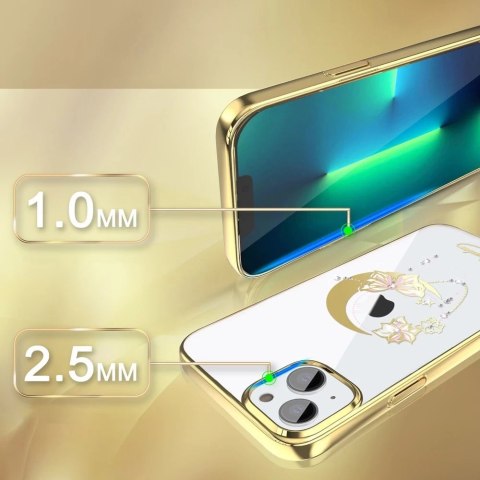 Kingxbar Moon Series luksusowe etui z Kryształami Swarovskiego na iPhone 13 złoty (Butterfly)