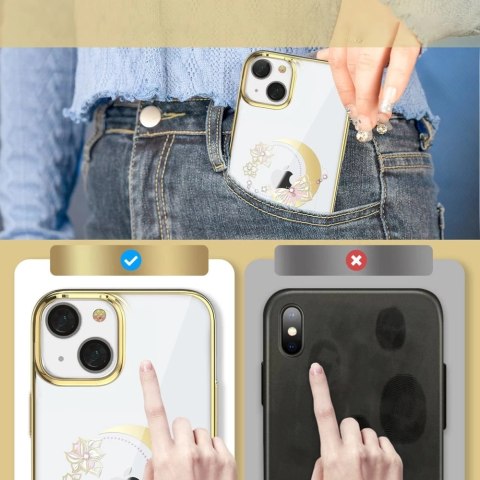 Kingxbar Moon Series luksusowe etui z Kryształami Swarovskiego na iPhone 13 złoty (Butterfly)
