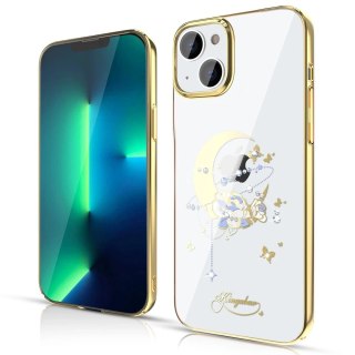 Kingxbar Moon Series luksusowe etui z Kryształami Swarovskiego na iPhone 13 złoty (Flower)