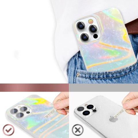 Kingxbar Shell Series luksusowe eleganckie etui na iPhone 13 perłowy-niebieski