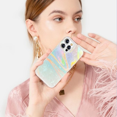 Kingxbar Shell Series luksusowe eleganckie etui na iPhone 13 perłowy-niebieski