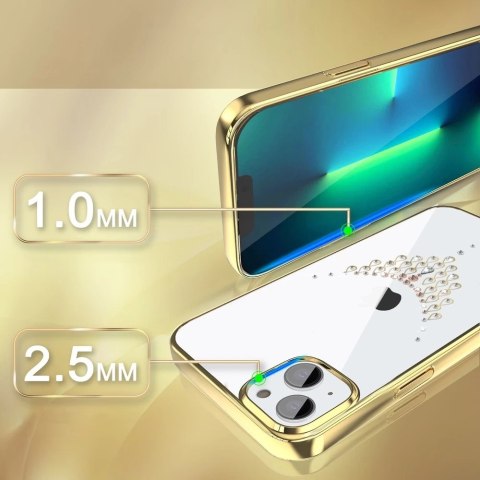 Kingxbar Sky Series luksusowe etui z Kryształami Swarovskiego na iPhone 13 złoty (Dew)