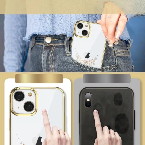 Kingxbar Sky Series luksusowe etui z Kryształami Swarovskiego na iPhone 13 złoty (Dew)