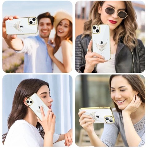 Kingxbar Sky Series luksusowe etui z Kryształami Swarovskiego na iPhone 13 złoty (Dew)