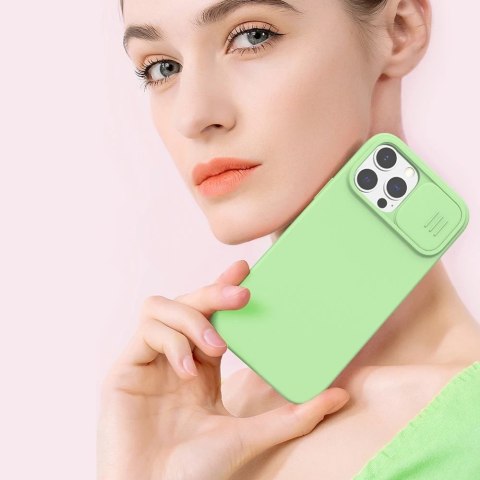Nillkin CamShield Silky Silicone Case etui pokrowiec z osłoną na aparat do iPhone 13 Pro Max niebieski