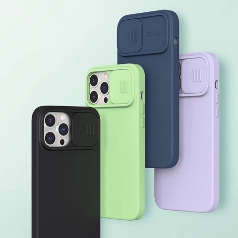 Nillkin CamShield Silky Silicone Case etui pokrowiec z osłoną na aparat do iPhone 13 Pro Max niebieski