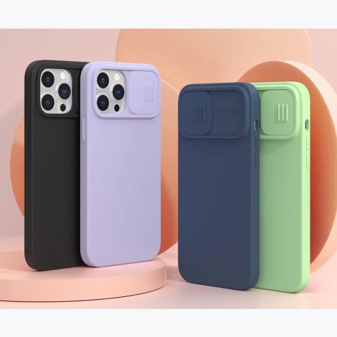 Nillkin CamShield Silky Silicone Case etui pokrowiec z osłoną na aparat do iPhone 13 Pro Max niebieski