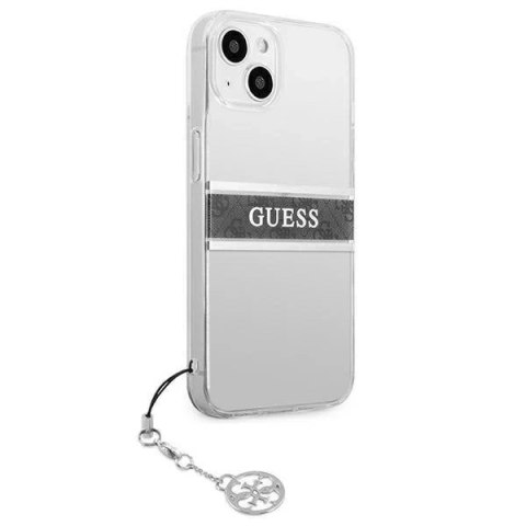 Guess GUHCP13MKB4GGR iPhone 13 6,1" Transparent hardcase 4G Grey Strap Charm