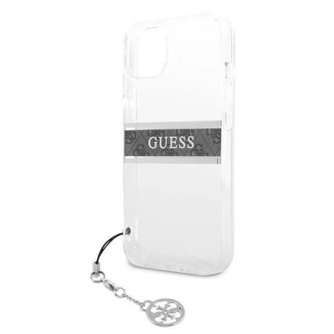 Guess GUHCP13MKB4GGR iPhone 13 6,1" Transparent hardcase 4G Grey Strap Charm