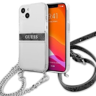 Guess GUHCP13MKC4GBSI iPhone 13 6,1" Transparent hardcase 4G Grey Strap Silver Chain