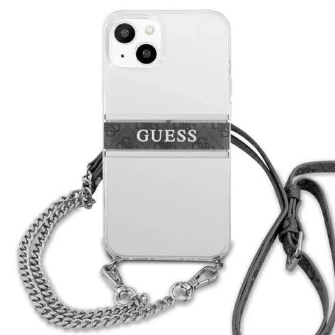 Guess GUHCP13MKC4GBSI iPhone 13 6,1" Transparent hardcase 4G Grey Strap Silver Chain