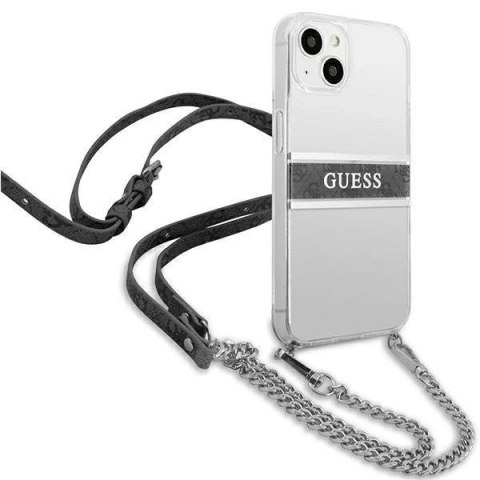 Guess GUHCP13MKC4GBSI iPhone 13 6,1" Transparent hardcase 4G Grey Strap Silver Chain