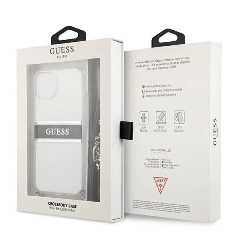 Guess GUHCP13MKC4GBSI iPhone 13 6,1" Transparent hardcase 4G Grey Strap Silver Chain
