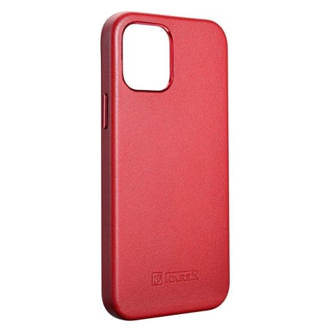 ICarer Case Leather pokrowiec etui z naturalnej skóry do iPhone 12 Pro / iPhone 12 czerwony (WMI1216-RD) (kompatybilne z MagSafe