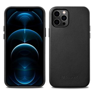 ICarer Case Leather pokrowiec etui z naturalnej skóry do iPhone 12 mini czarny (WMI1215-BK) (kompatybilne z MagSafe)