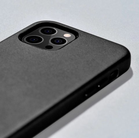 ICarer Case Leather pokrowiec etui z naturalnej skóry do iPhone 12 mini czarny (WMI1215-BK) (kompatybilne z MagSafe)