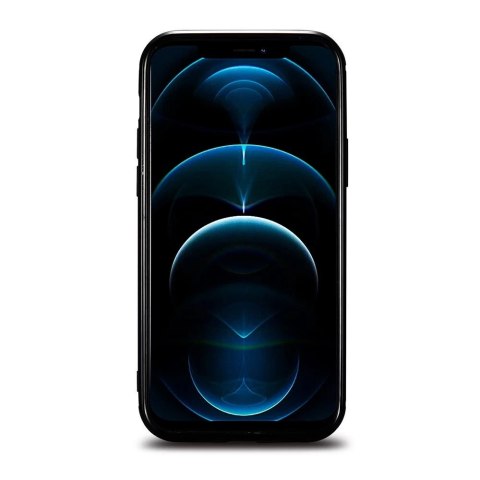 ICarer Leather Oil Wax etui pokryte naturalną skórą do iPhone 12 Pro Max czarny (ALI1206-BK)