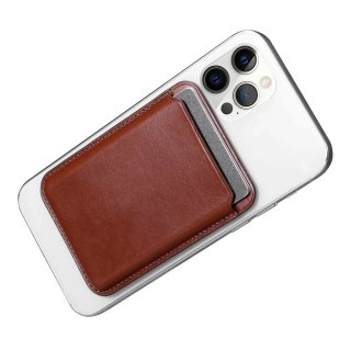 ICarer skórzane magnetyczne etui portfel na karty do iPhone 12 / 13 (Pro / Max / Mini) (kompatybilne z MagSafe) brązowy (XKB0001