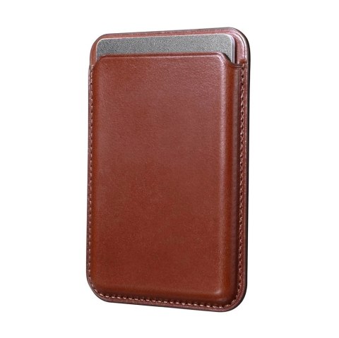 ICarer skórzane magnetyczne etui portfel na karty do iPhone 12 / 13 (Pro / Max / Mini) (kompatybilne z MagSafe) brązowy (XKB0001
