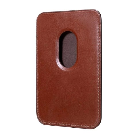 ICarer skórzane magnetyczne etui portfel na karty do iPhone 12 / 13 (Pro / Max / Mini) (kompatybilne z MagSafe) brązowy (XKB0001