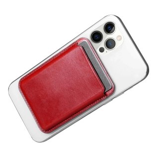 ICarer skórzane magnetyczne etui portfel na karty do iPhone 12 / 13 (Pro / Max / Mini) (kompatybilne z MagSafe) czerwony (XKB000