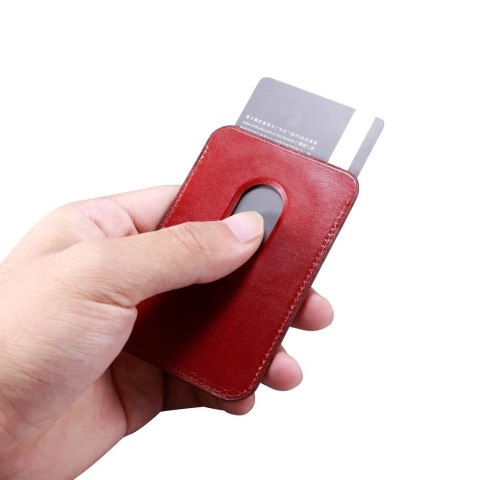 ICarer skórzane magnetyczne etui portfel na karty do iPhone 12 / 13 (Pro / Max / Mini) (kompatybilne z MagSafe) czerwony (XKB000