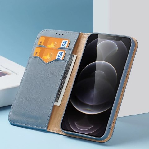 Dux Ducis Hivo skórzane etui z klapką pokrowiec ze skóry naturalnej portfel na karty i dokumenty iPhone 13 Pro czarny