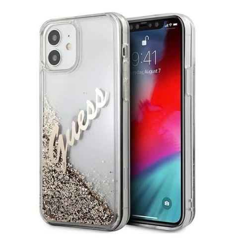 Guess GUHCP12SGLVSGO iPhone 12 mini 5,4" złoty/gold hardcase Glitter Vintage Script