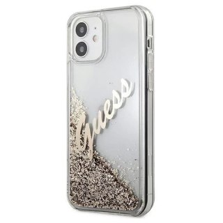 Guess GUHCP12SGLVSGO iPhone 12 mini 5,4" złoty/gold hardcase Glitter Vintage Script
