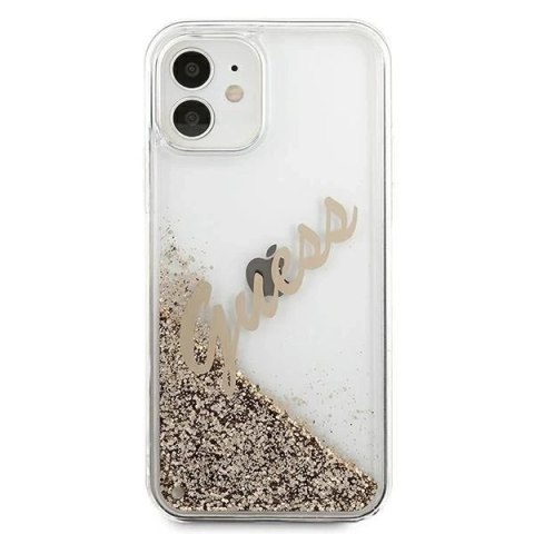 Guess GUHCP12SGLVSGO iPhone 12 mini 5,4" złoty/gold hardcase Glitter Vintage Script