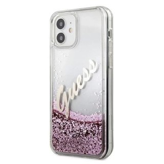 Guess GUHCP12SGLVSPI iPhone 12 mini 5,4" różowy/pink hardcase Glitter Vintage Script