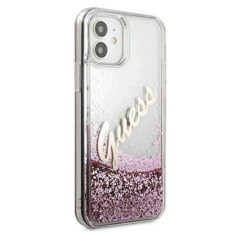 Guess GUHCP12SGLVSPI iPhone 12 mini 5,4" różowy/pink hardcase Glitter Vintage Script
