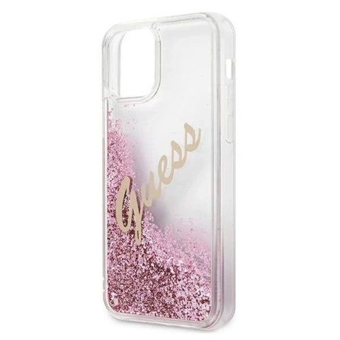 Guess GUHCP12SGLVSPI iPhone 12 mini 5,4" różowy/pink hardcase Glitter Vintage Script