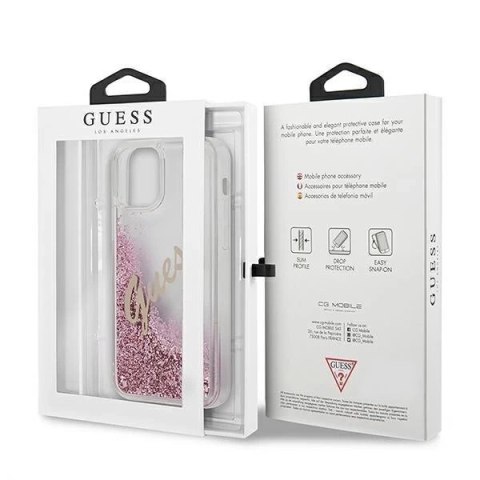 Guess GUHCP12SGLVSPI iPhone 12 mini 5,4" różowy/pink hardcase Glitter Vintage Script