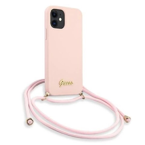 Guess GUHCP12SLSCLMGLP iPhone 12 mini 5,4" różowy/pink hardcase Metal Logo Cord