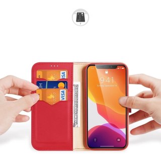 Dux Ducis Hivo skórzane etui z klapką pokrowiec ze skóry naturalnej portfel na karty i dokumenty iPhone 11 Pro Max czerwony