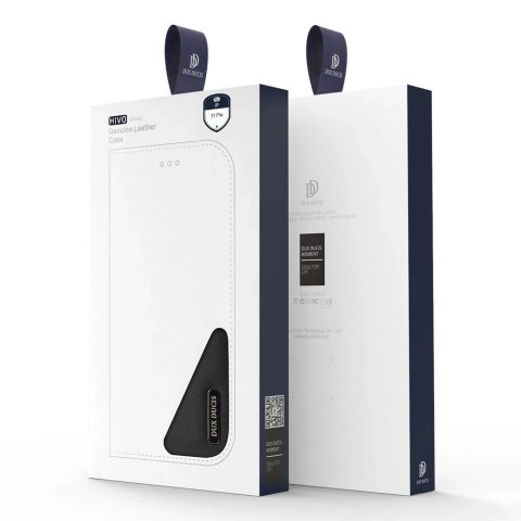 Dux Ducis Hivo skórzane etui z klapką pokrowiec ze skóry naturalnej portfel na karty i dokumenty iPhone 11 Pro niebieski