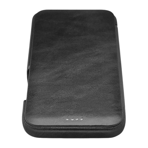 ICarer Curved Edge Vintage Folio skórzane etui pokrowiec ze skóry naturalnej iPhone 12 Pro Max czarny (RIX1202 black)