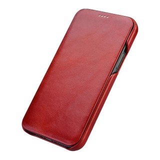 ICarer Curved Edge Vintage Folio skórzane etui pokrowiec ze skóry naturalnej iPhone 12 Pro Max czerwony (RIX1202 red)