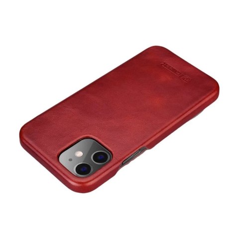 ICarer Curved Edge Vintage Folio skórzane etui pokrowiec ze skóry naturalnej iPhone 12 Pro Max czerwony (RIX1202 red)