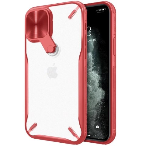 Nillkin Cyclops Case wytrzymałe etui z osłoną na aparat i składaną podstawką iPhone 12 Pro / iPhone 12 czerwony