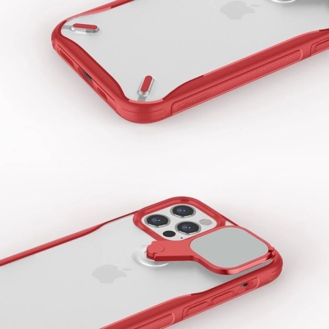 Nillkin Cyclops Case wytrzymałe etui z osłoną na aparat i składaną podstawką iPhone 12 Pro / iPhone 12 czerwony