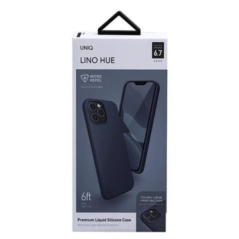 UNIQ etui Lino Hue iPhone 12 Pro Max 6,7" niebieski/marine blue Antimicrobial