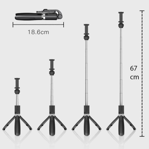Uchwyt Selfie Stick Tripod P50 na telefon kijek do zdjęć + Pilot Bluetooth Czarny