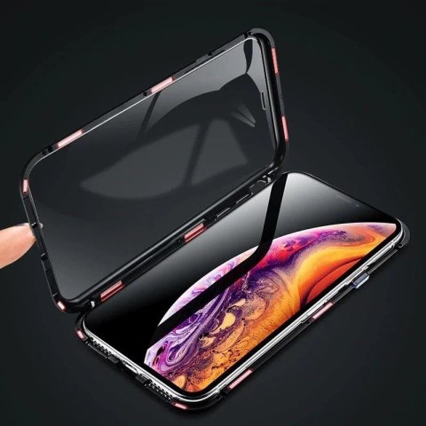 Wozinsky Full Magnetic Case magnetyczne etui 360 pokrowiec na przód i tył z wbudowanym szkłem iPhone 12 Pro Max czarno-przezrocz